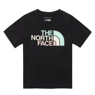 【The North Face】童 純棉多彩品牌LOGO短袖T恤/純棉材質.圓領設計(88ME-JK3 黑色)