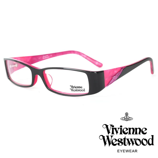 【Vivienne Westwood】俐落流線型長方框光學鏡框(黑 VW16602)