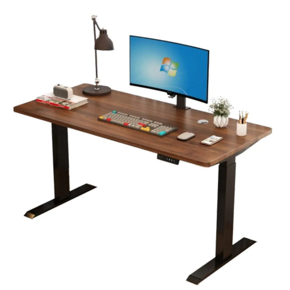 【MGSHOP】電動升降桌 140CM  電腦桌 辦公桌 書桌 兒童升降桌(雙機芯 楠洋楹木款)