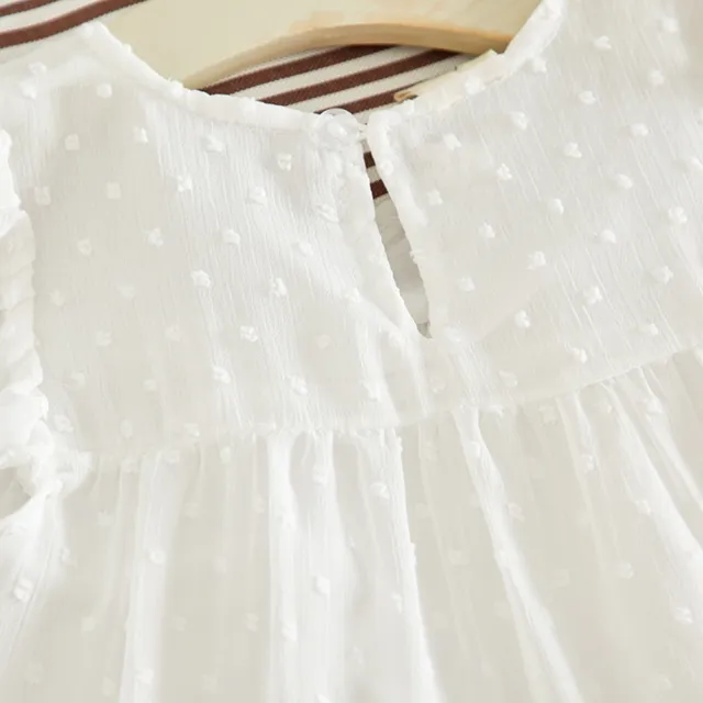 【橘魔法】層層棉紗小飛袖連身洋裝(兒童洋裝 連衣裙 兒童 連身裙 女童 白色洋裝 童裝 兒童)