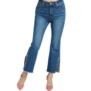 【BOBSON】女款中腰開衩小喇叭褲(9107-53)