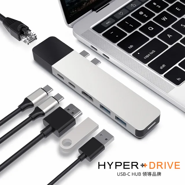 【HyperDrive】6-in-2 USB-C Hub-銀(適用M1/M2/M3)