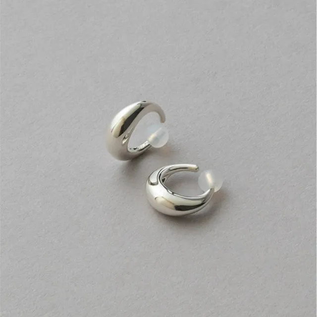 【ete】Cuff Earring 摩登圓潤月亮耳釦耳環 L(銀色)