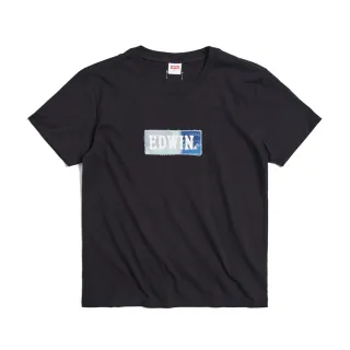 【EDWIN】男裝 再生系列 刺繡BOX LOGO短袖T恤(黑色)