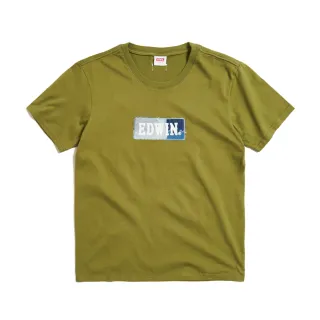 【EDWIN】男裝 再生系列 刺繡BOX LOGO短袖T恤(灰綠色)