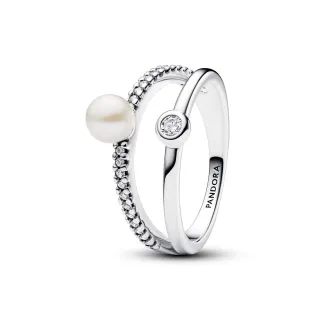 【Pandora官方直營】珍珠密鑲寶石雙圈戒指