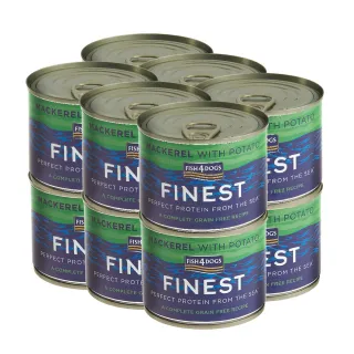 【FISH4DOGS 海洋之星】挪威鯖魚主食犬罐 185g*12罐(效期20240809 狗罐 濕食 狗主食罐 全齡適用)