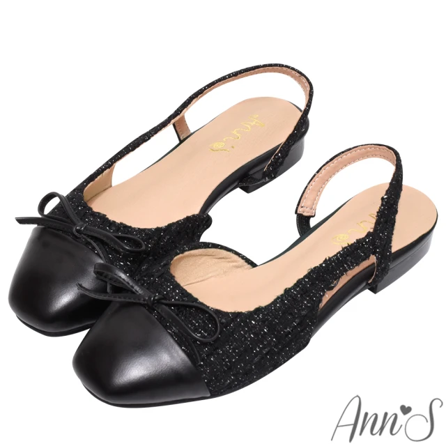 Ann’S 魔法版型寬楦!友善拇指外翻氣質蝴蝶結平底鞋(黑)