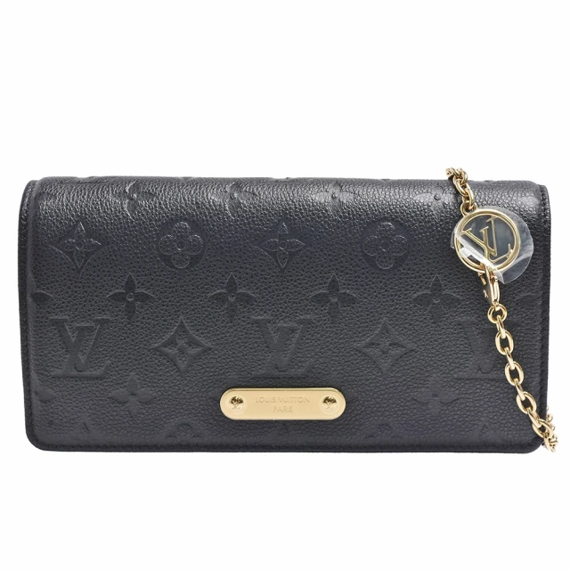 【Louis Vuitton 路易威登】M46919 Wallet On Chain Lily Empreinte壓花皮革斜背包(黑色)
