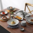【Royal Duke】亞乳灰陶瓷六件組餐具(無菜單料理 淺盤 平盤 湯碗 飯碗 中式 日式 法式)