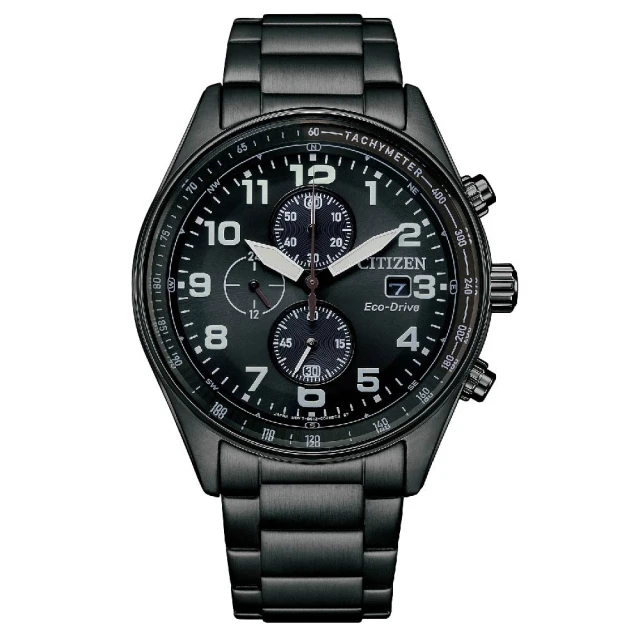 【CITIZEN 星辰】CHRONOGRAPH 光動能碼錶計時鋼帶時尚腕錶 43mm(CA0775-79E)