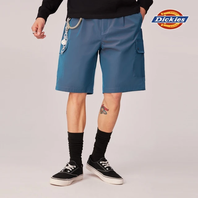 【Dickies】男款深海軍藍休閒簡約雙口袋打摺短褲｜DK011588CG7