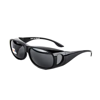 【MEGASOL】UV400護目鏡偏光外掛式側開窗防飛沫護目太陽眼鏡(3009-亮黑)