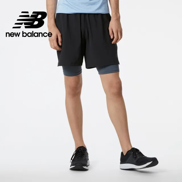 【NEW BALANCE】NB 假兩件7吋機能短褲_男性_黑色_MS21150BK