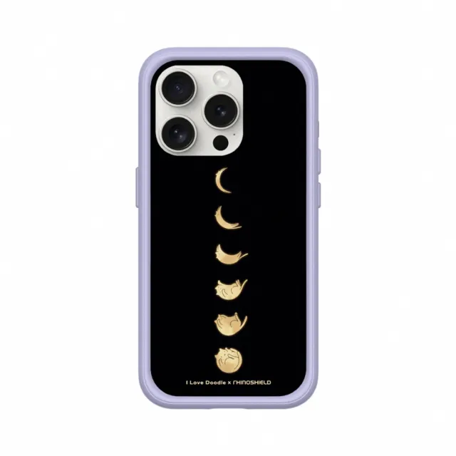 【RHINOSHIELD 犀牛盾】iPhone 15/Plus/Pro/Max Mod NX MagSafe兼容 手機殼/貓咪月象-黑(I Love Doodle)