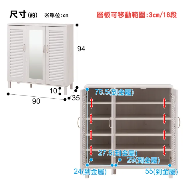 【NITORI 宜得利家居】◆鞋櫃 WING2 90 WW(鞋櫃 WING2)