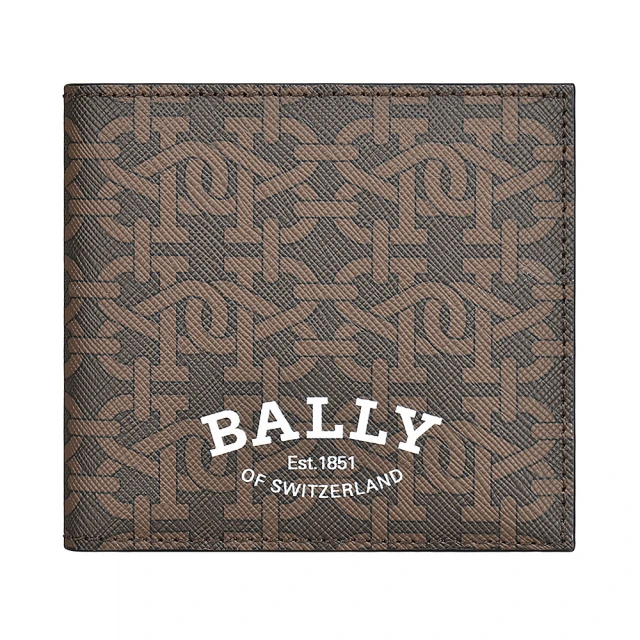 BALLY BALLY Brasai TPU 8卡白字LOGO對折短夾(棕)