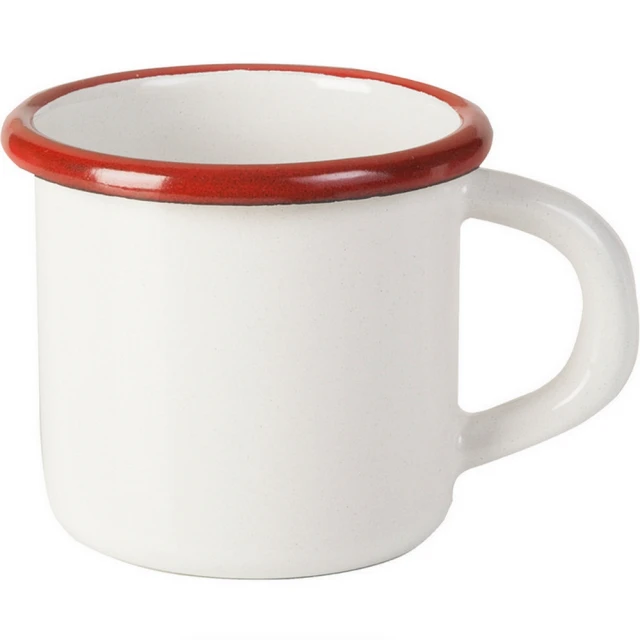 【IBILI】琺瑯馬克杯 白紅400ml(水杯 茶杯 咖啡杯 露營杯 琺瑯杯)