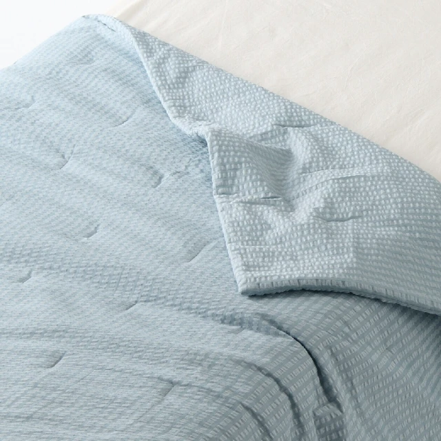 【MUJI 無印良品】棉凹凸織薄被/S/藍色 140×190cm