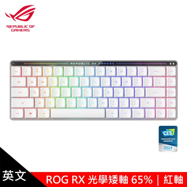 【ASUS 華碩】ROG Falchion RX 矮軸 65% 無線電競鍵盤 白色∕紅軸