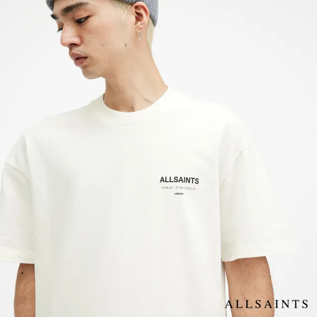 【ALLSAINTS】UNDERGROUND 純棉寬鬆LOGO短袖T恤-白 MG386W(寬鬆版型)