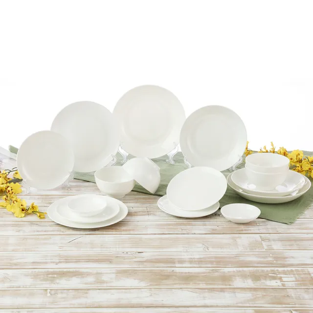 【HOLA】可微波/洗碗機 緻白骨瓷16件餐具組