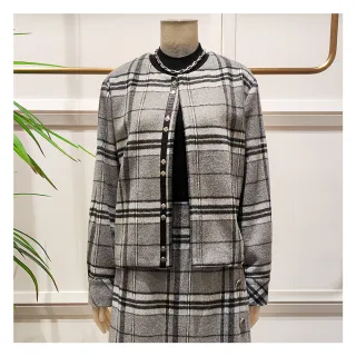 【JESSICA】出清品 經典英倫風格紋圓領羊毛外套G34005