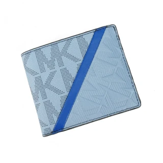 【Michael Kors】COOPER壓印LOGO鈔票/八卡短夾(藍)