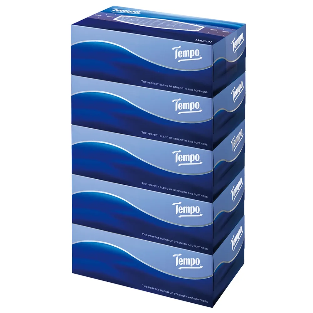 【TEMPO】3層加厚盒裝面紙 天然無香86抽5盒x3串/箱