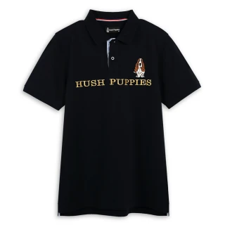 【Hush Puppies】男裝 POLO 男裝經典品牌立體英文刺繡狗短袖POLO衫(丈青 / 43101901)