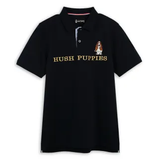 【Hush Puppies】男裝 POLO 男裝經典品牌立體英文刺繡狗短袖POLO衫(丈青 / 43101901)