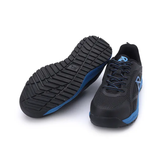 【鞋全家福】ROAD EASY 綁帶強化塑鋼頭安全防護鞋 黑藍 男鞋 RE73599