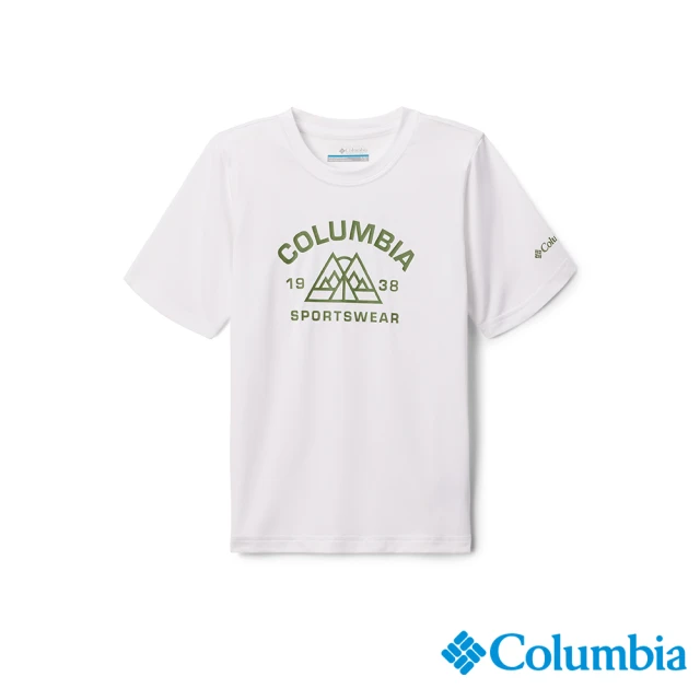 Columbia 哥倫比亞 男童款-Mount Echo™防曬UPF50快排短袖上衣-白色(UAB66370WT/IS)