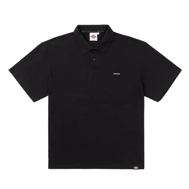 【Dickies】男款黑色重磅純棉簡約刺繡Logo休閒短袖POLO衫｜DK013112BLK(男短袖polo衫)