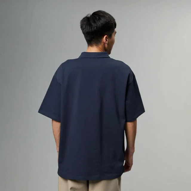 【Dickies】男款深海軍藍重磅純棉簡約刺繡Logo休閒短袖POLO衫｜DK013112CG7