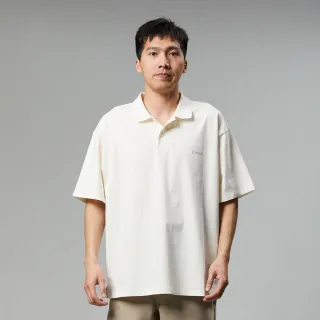 【Dickies】男款米白色重磅純棉簡約刺繡Logo休閒短袖POLO衫｜DK013112C48(男短袖polo衫)