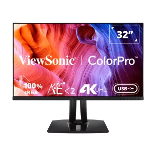 【ViewSonic 優派】VP3256-4K 32型 IPS 4K 60Hz 電腦螢幕(HDR10/內建喇叭/可旋轉/升降腳架/100%sRGB/5ms)