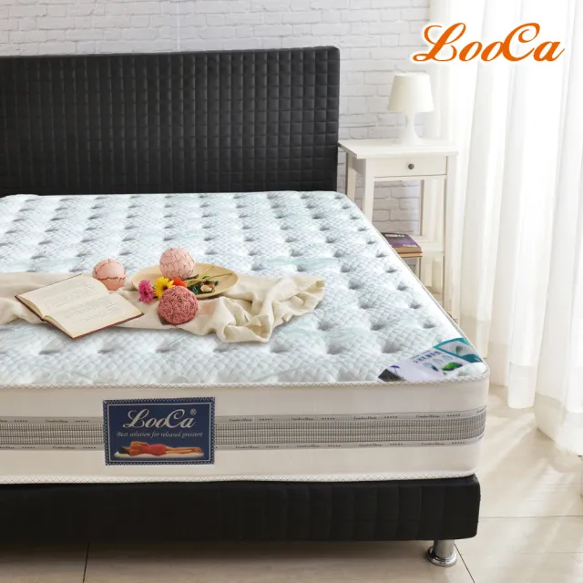 【LooCa】比利時防蹣抗敏護框硬式獨立筒床墊(加大6尺-送保潔墊+枕套)