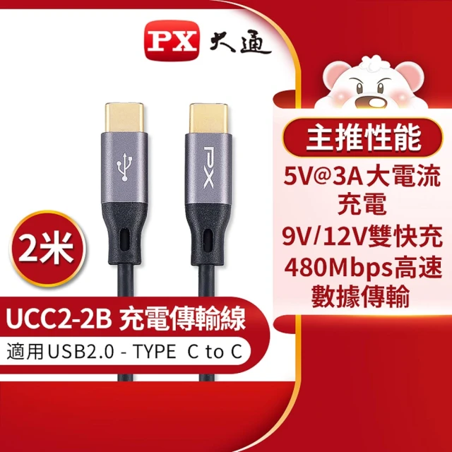 PX 大通PX 大通 UCC2-2B USB2.0 C TO C充電傳輸線-2M
