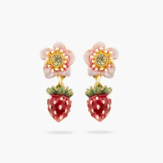 【Les Nereides】莓果森林-野生草莓與粉色草莓花耳環