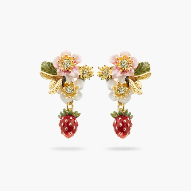 【Les Nereides】莓果森林-野生草莓與蜜蜂耳環