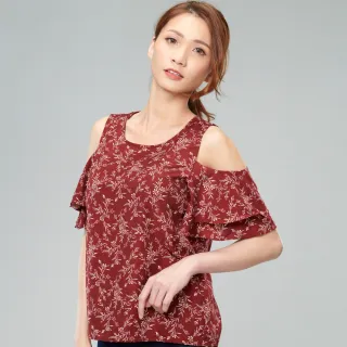 【BOBSON】女款裸肩雪紡上衣(70095-16)