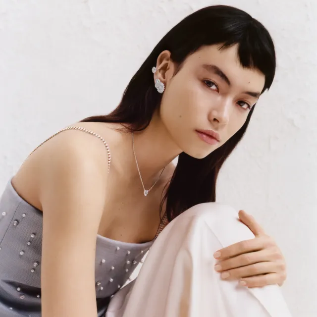 【Georg Jensen 官方旗艦店】Daisy x Stine Goya 耳環(純銀電鍍銠 白瓷琺瑯)