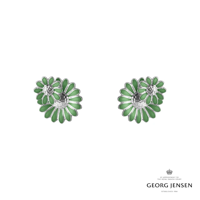 【Georg Jensen 官方旗艦店】Daisy x Stine Goya 耳環(純銀電鍍銠 綠色琺瑯)