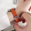 【Watchband】Apple Watch 全系列通用錶帶 蘋果手錶替用錶帶 荔枝皮紋 同寬 真皮錶帶(橘色)