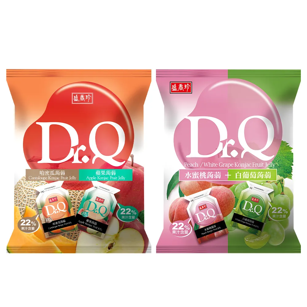 【盛香珍】DR.Q雙味蒟蒻420g/包(水蜜桃+白葡萄/金鑽鳳梨+百香果/哈密瓜+蘋果-內約21小包)