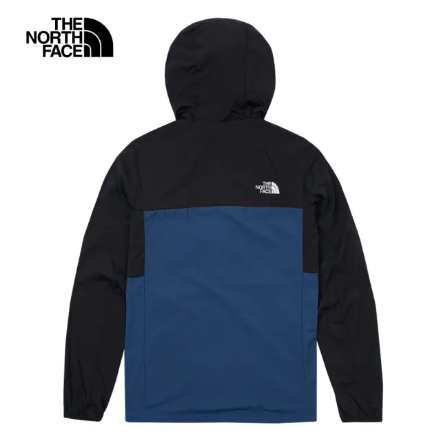 【The North Face 官方旗艦】北面男款黑藍拼接UPF防曬連帽外套｜87VYMPF(抗UV)