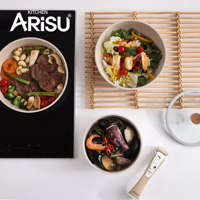 【韓國Arisu】可拆式陶瓷不沾鍋5件組20cm(IH爐可用鍋)