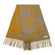 【Hermes 愛馬仕】H259133S 02 經典羊絨Casaque Vague流蘇飾邊圍巾(黃色)