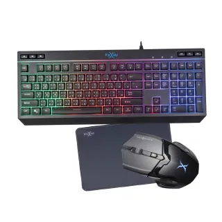 【FOXXRAY 狐鐳】月行戰狐 電競鍵盤滑鼠鼠墊3件組(FXR-BKL-75+FXR-SMP-008)